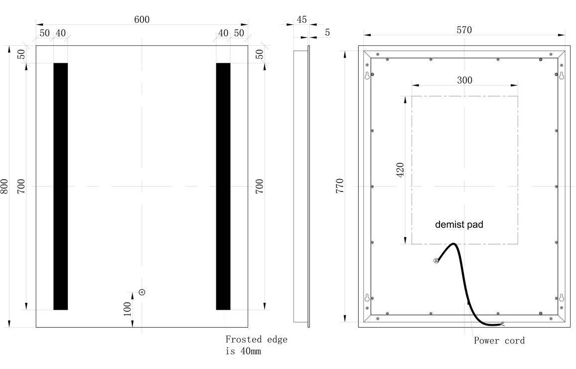 Marisol 600x800mm Rectangle Front-Lit LED Mirror