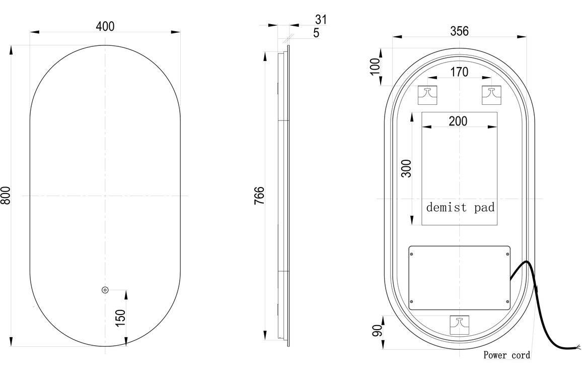 Savita 400mm Oblong Back-Lit LED Mirror