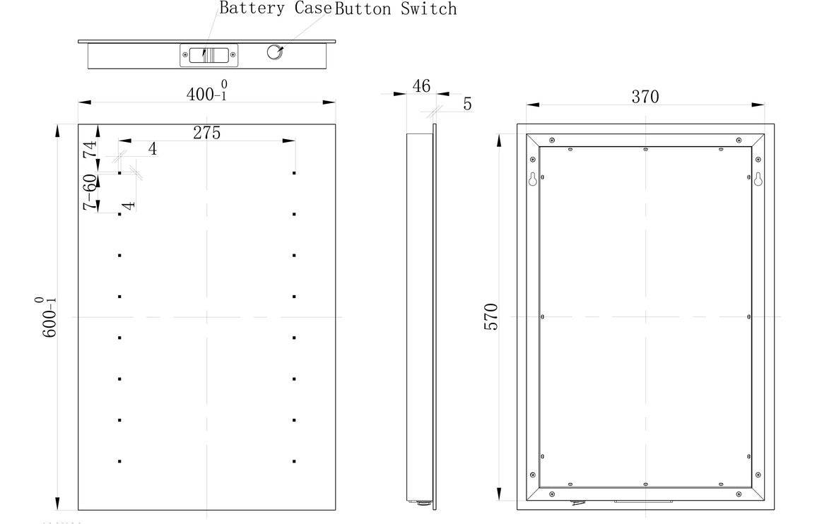 Finlo 400x600mm Rectangle Battery-Operated LED Mirror