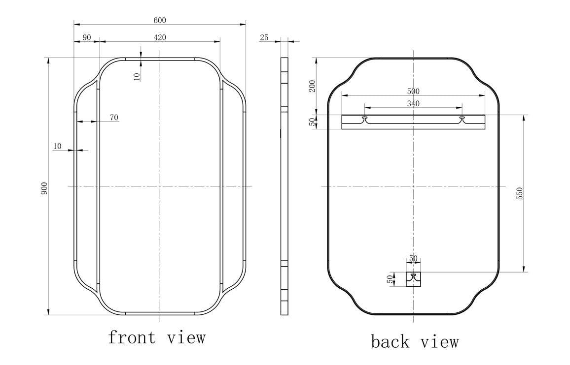 Nouveau 600x900mm Rectangle Mirror - Black