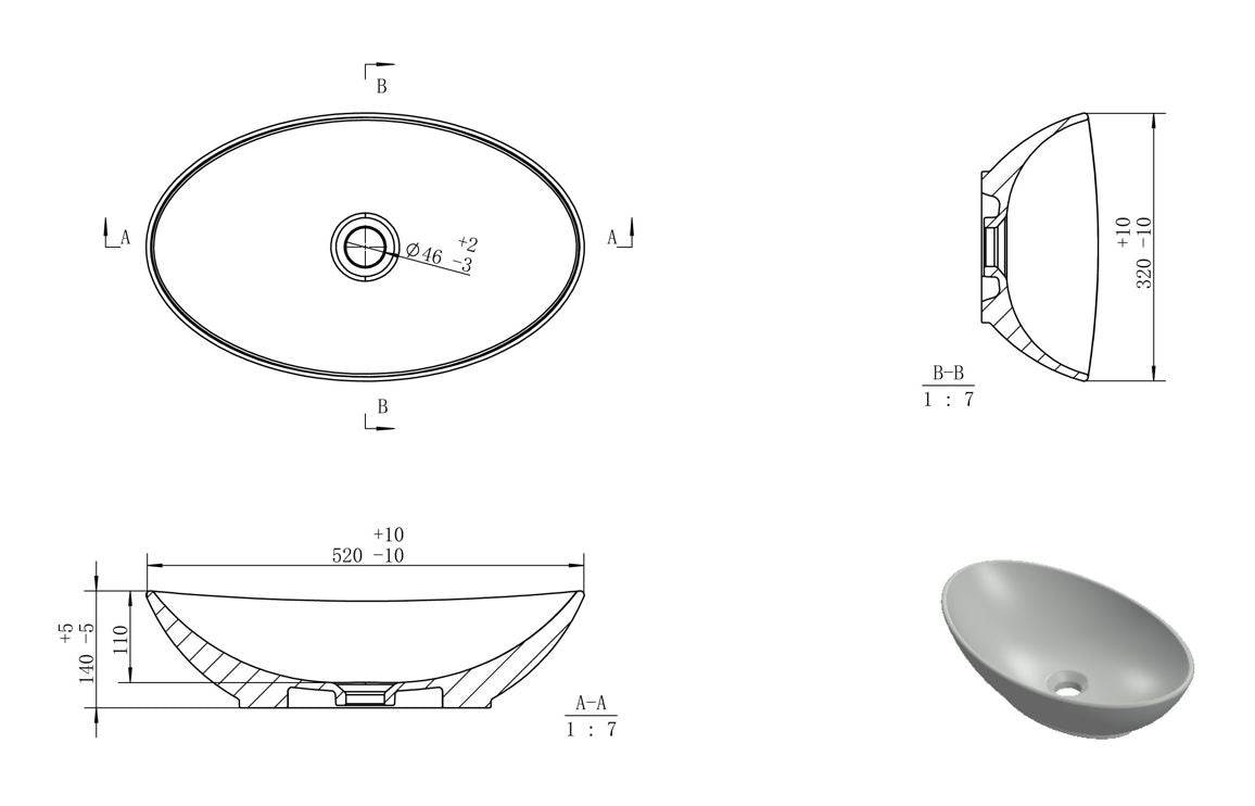 Jenna 520x320mm Oval Washbowl - White