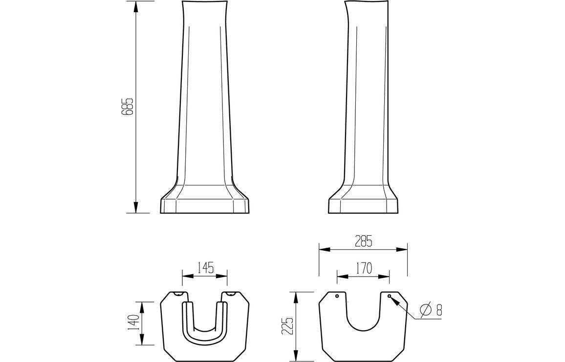 Sherbourne 600x500mm 1TH Basin & Full Pedestal