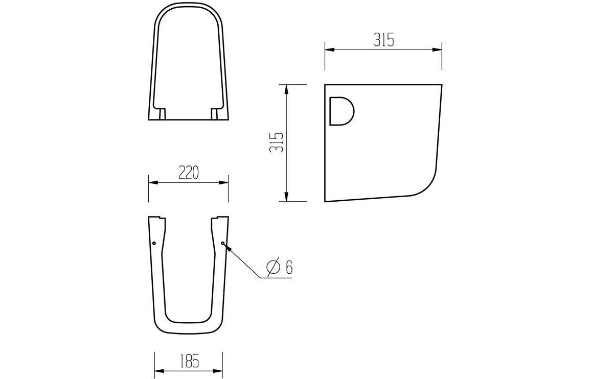 Tilia 600x400mm 1TH Basin & Semi Pedestal