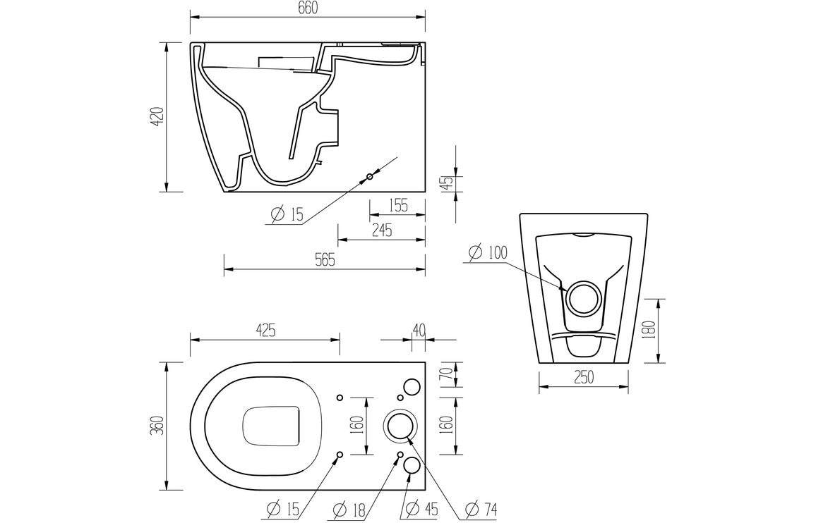 Cilantro Rimless Close Coupled Fully Shrouded WC & Soft Close Seat