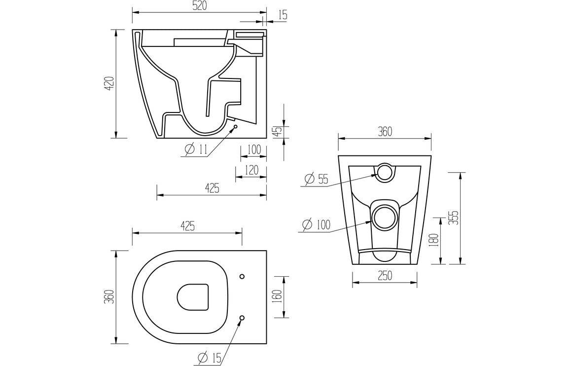 Cilantro Rimless Back To Wall WC & Soft Close Seat