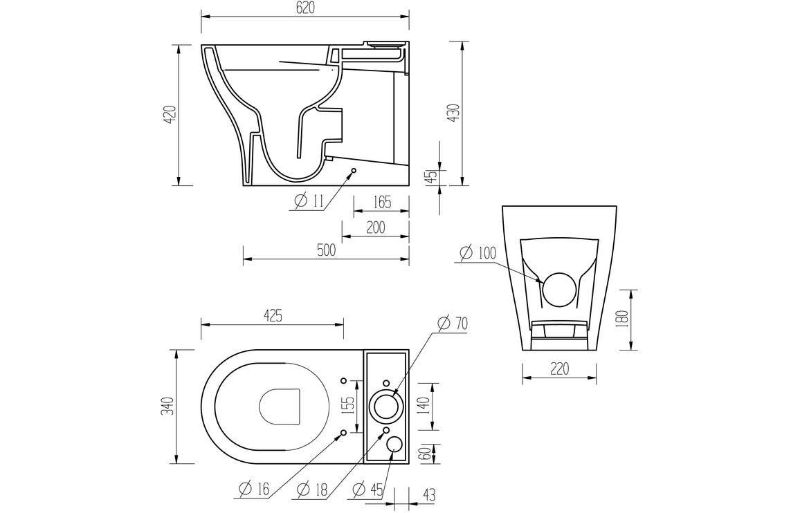 Lily Rimless Short Projection Close Coupled Fully Shrouded WC & Soft Close Seat