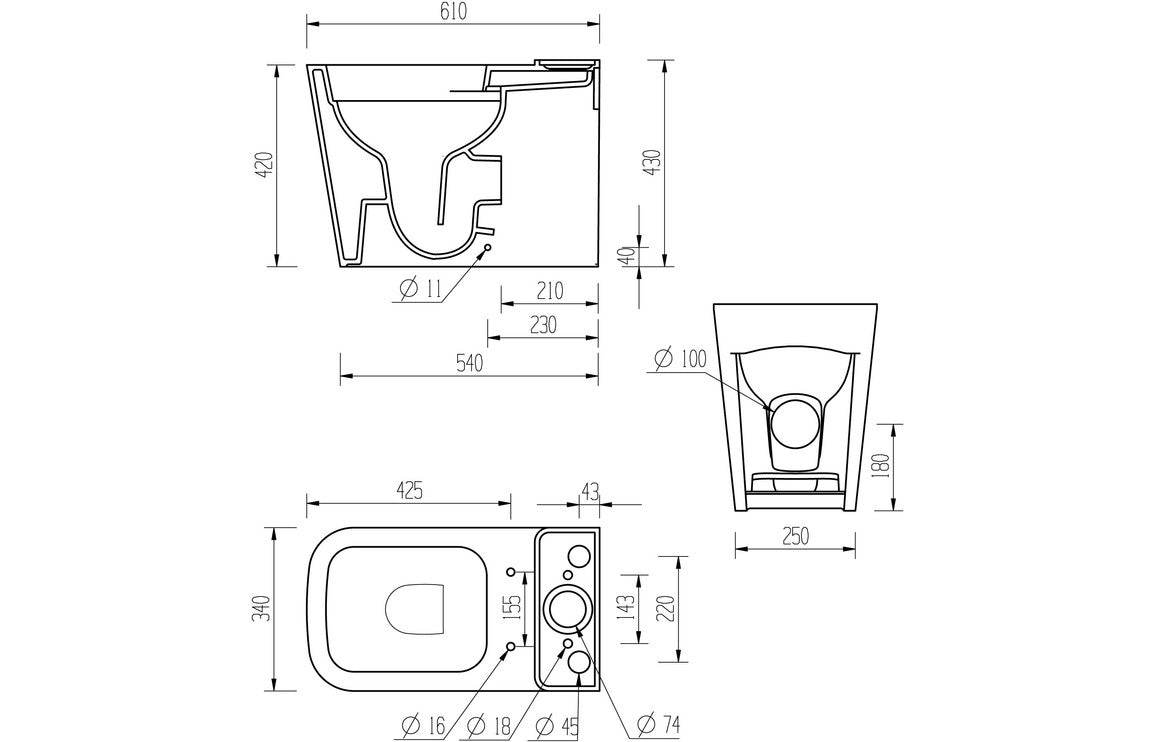 Tilia Rimless Close Coupled Fully Shrouded Short Projection WC & Soft Close Seat