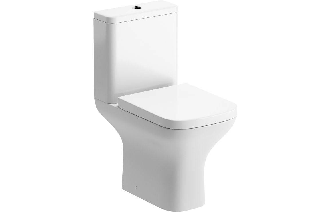 Cedarwood Rimless Short Projection Close Coupled Open Back WC & Wrapover Soft Close Seat