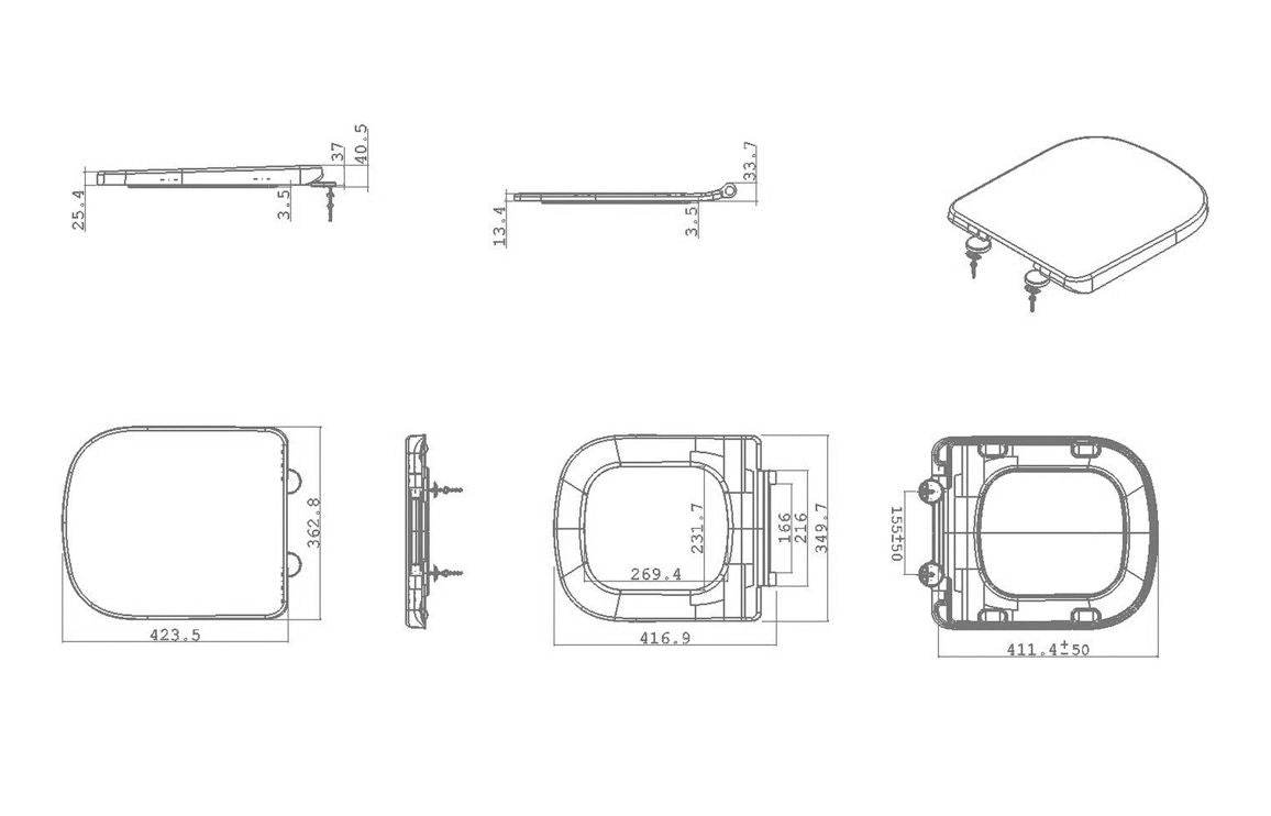 Tilia Square Soft Close Toilet Seat - White