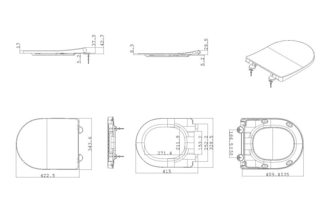 Lily Slim Soft Close Toilet Seat - White