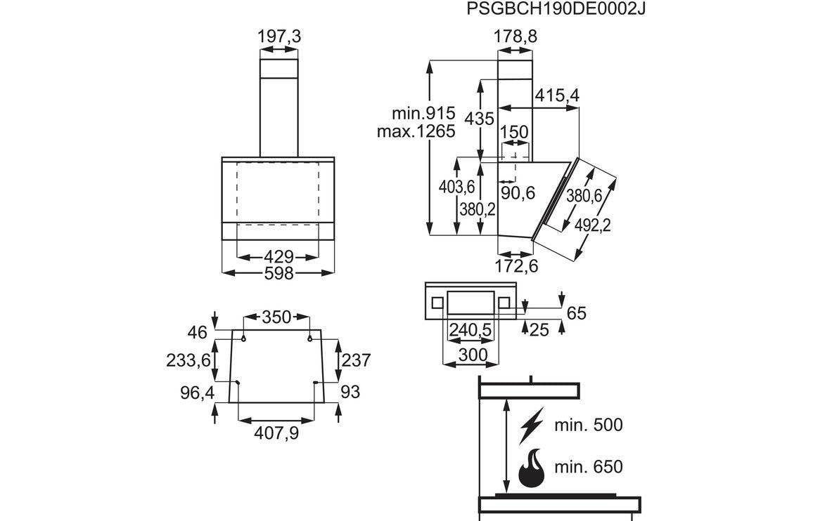 AEG DVE5671HG 60cm Vertical Chimney Hood - Black Glass & St/Steel