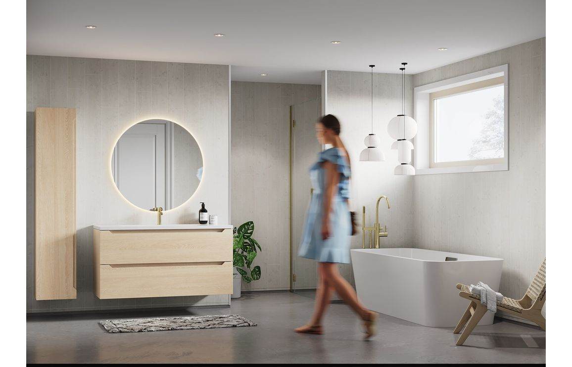 Fibo Scandinavian Avalon Pine Vertical Plank kitchen wall installation
