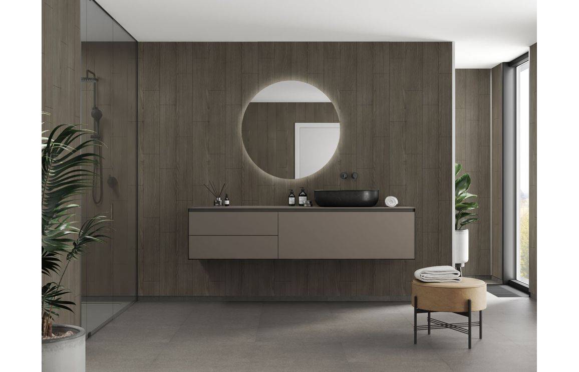 Fibo Scandinavian Dark Wood Vertical Plank panel side view