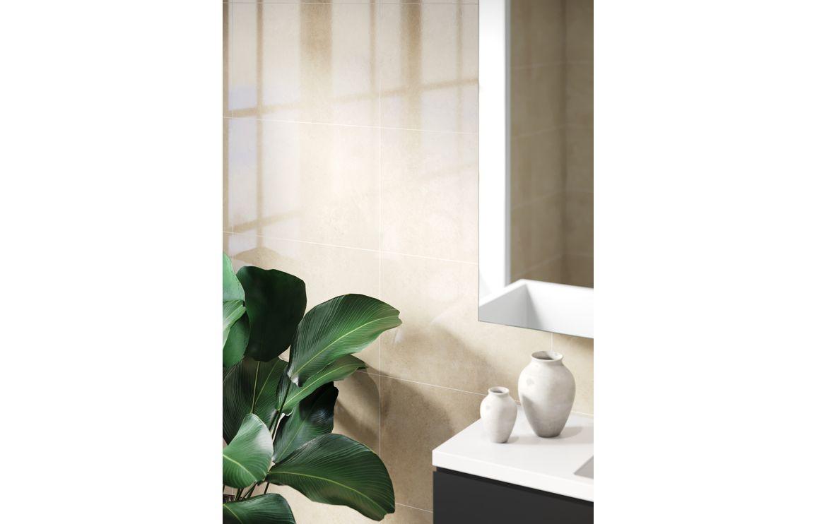 Fibo Scandinavian Desert Gloss Tile Effect panel side view