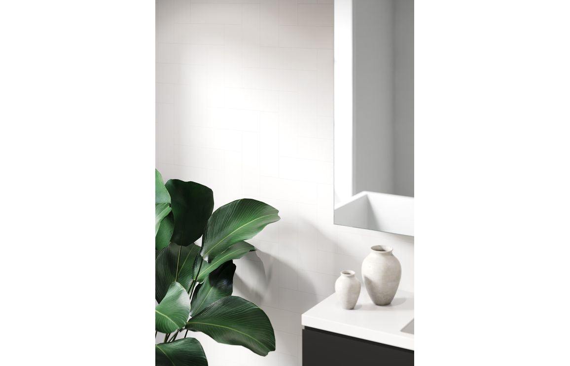 Fibo Urban - Denver White (Straight Herringbone)