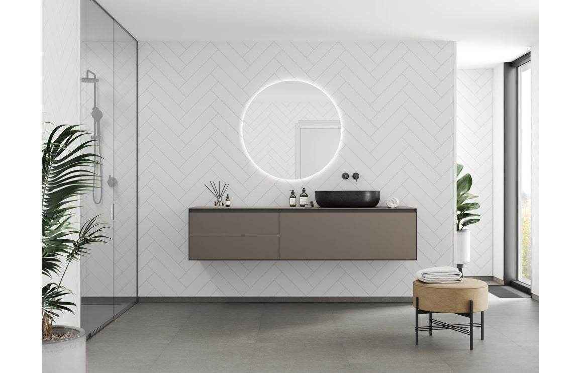 White Silk Herringbone Panels for Stylish Bathrooms