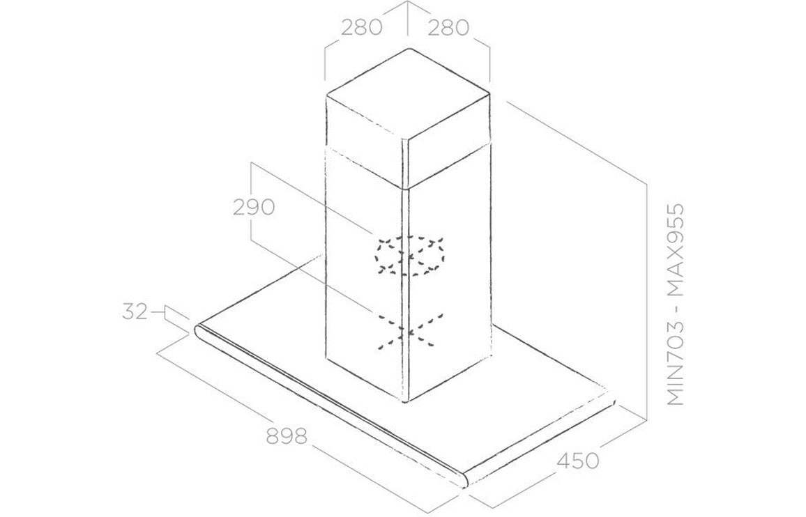 Elica Galaxy 90cm Island Hood - St/Steel & Black Glass