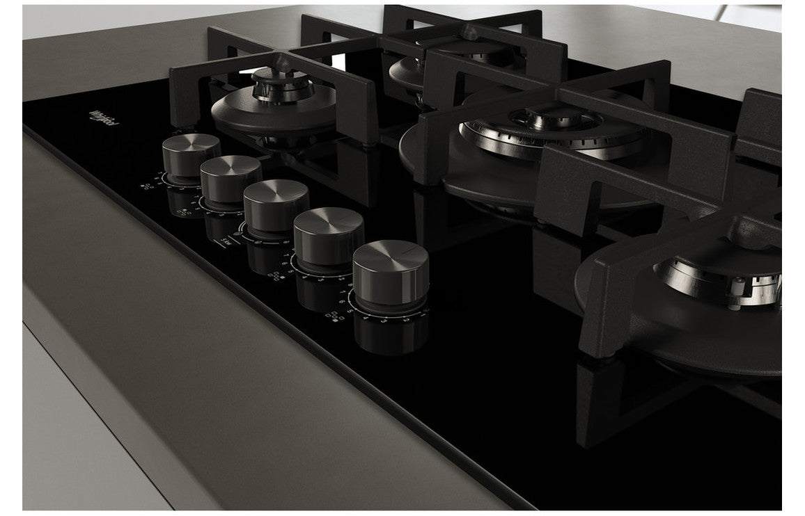 Whirlpool GOWL 758/NB 75cm Gas on Glass Hob - Black