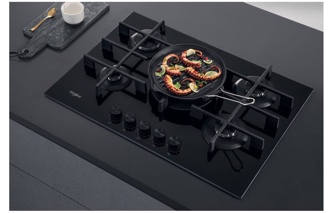 Whirlpool GOWL 758/NB 75cm Gas on Glass Hob - Black