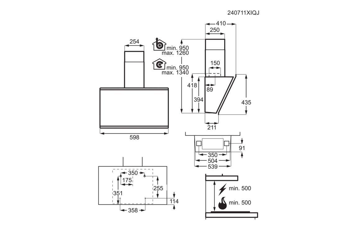 AEG GV77D61SB 60cm Angled Chimney Hood - Black