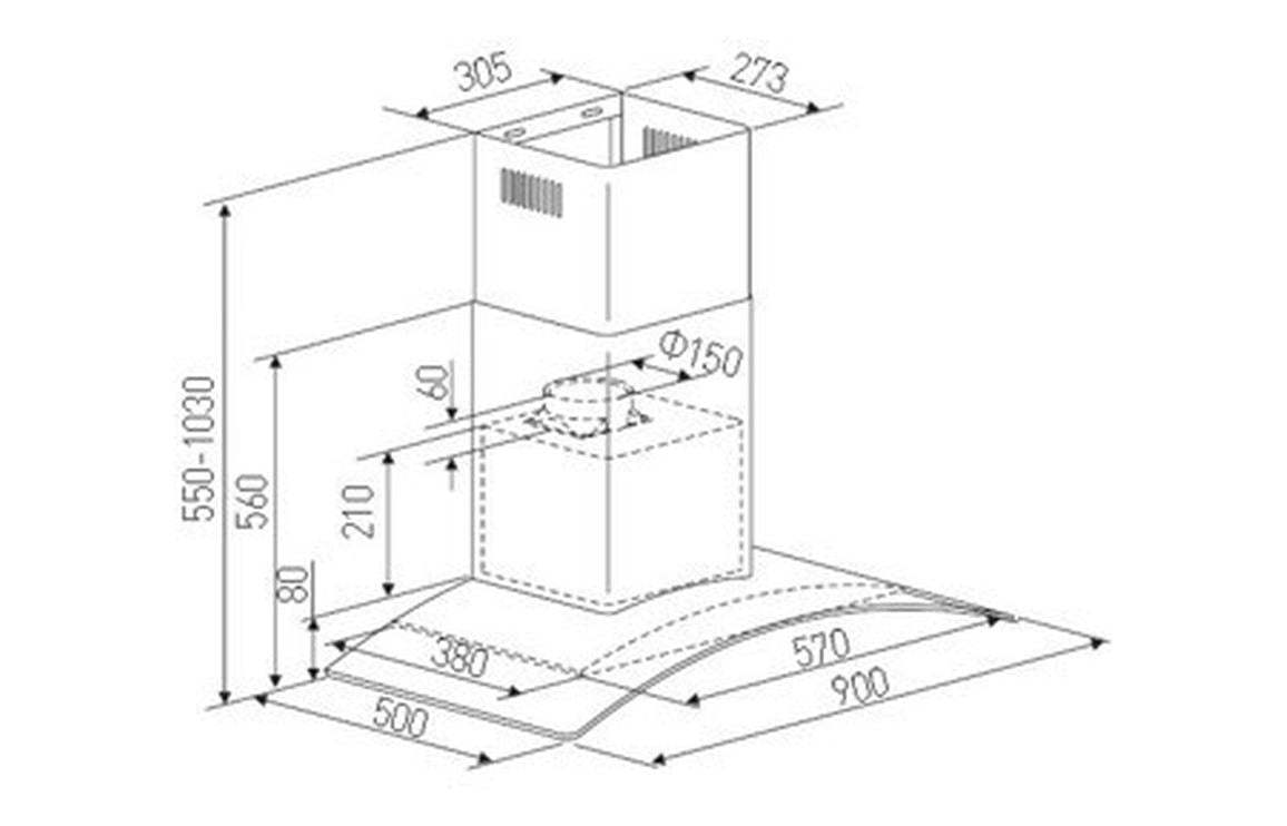 Hoover H300 HGM900X/1 90cm Chimney Hood - St/Steel & Glass