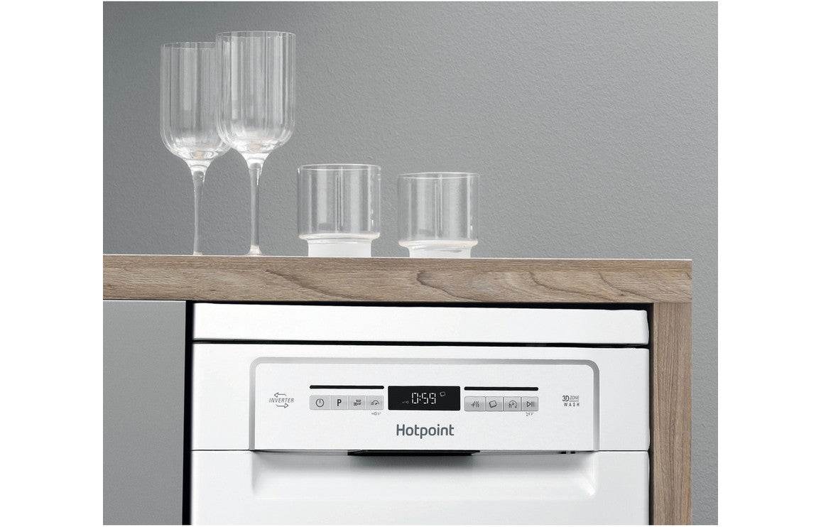 Hotpoint White: HSFO 3T223 W UK N F/S; St/Steel: HSFO 3T223 W X UK N F/S Slimline 10 Place Dishwasher