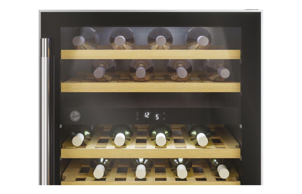 Hoover H500 HWCB 60 UK/N 60cm Wine Cooler - Black Glass & St/Steel