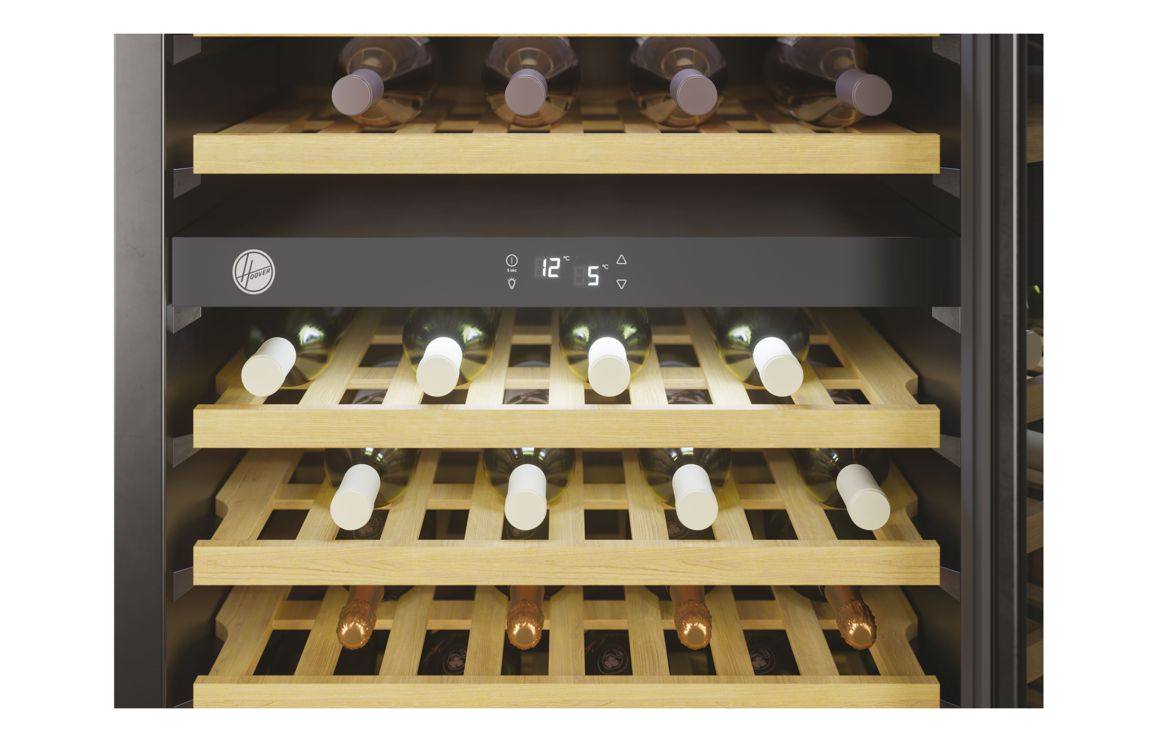 Hoover H500 HWCB 60 UK/N 60cm Wine Cooler - Black Glass & St/Steel