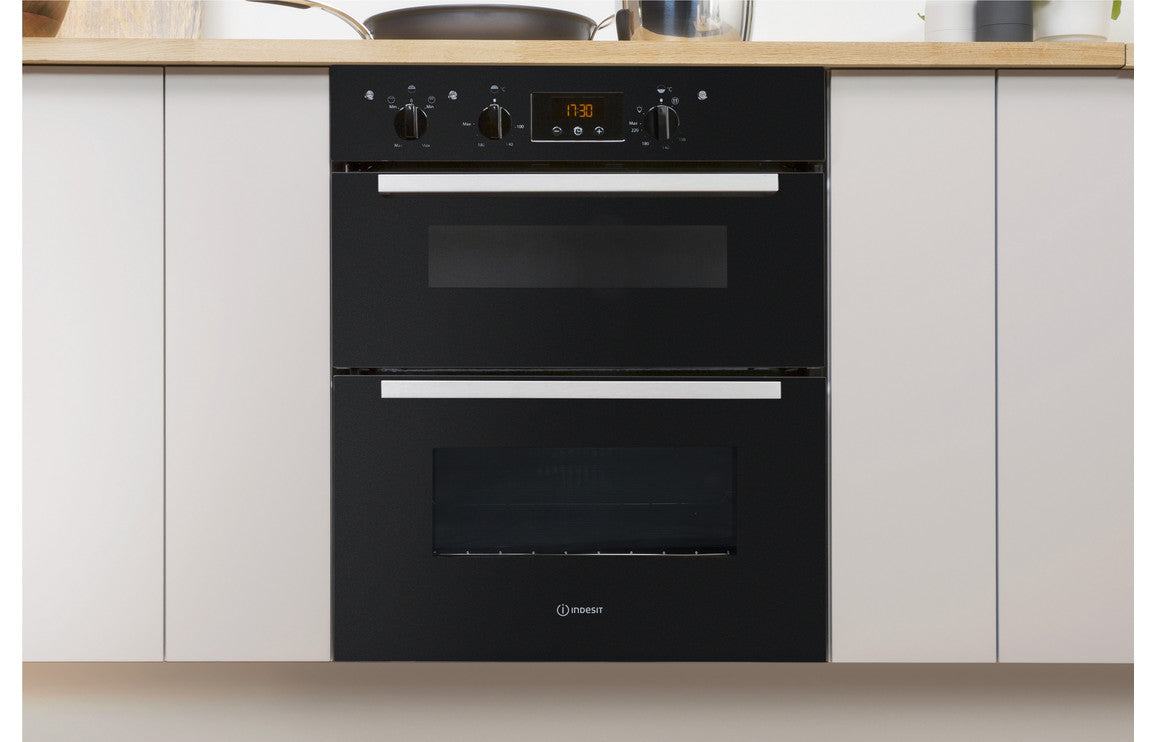 Indesit IDU 6340 BL B/U Double Electric Oven - Black