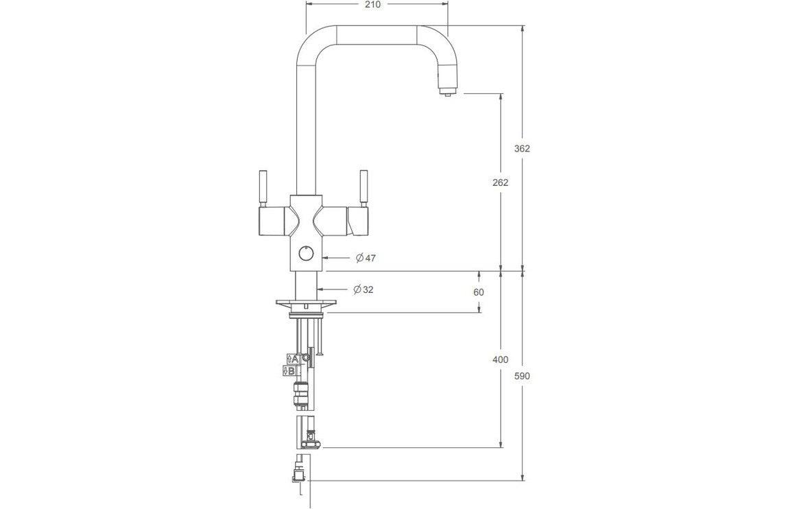 InSinkErator 4N1 U Shape Tap Only - Chrome, Brushed Steel, Velvet Black
