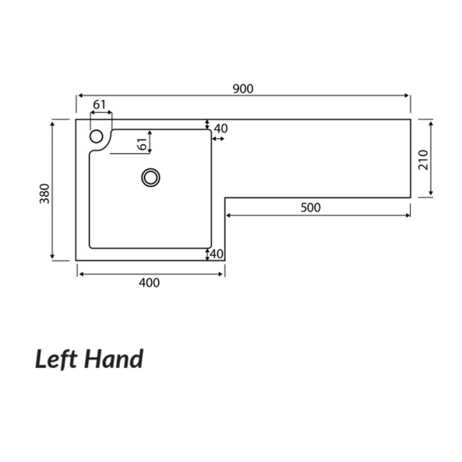 Lili 900 Left Hand Basin