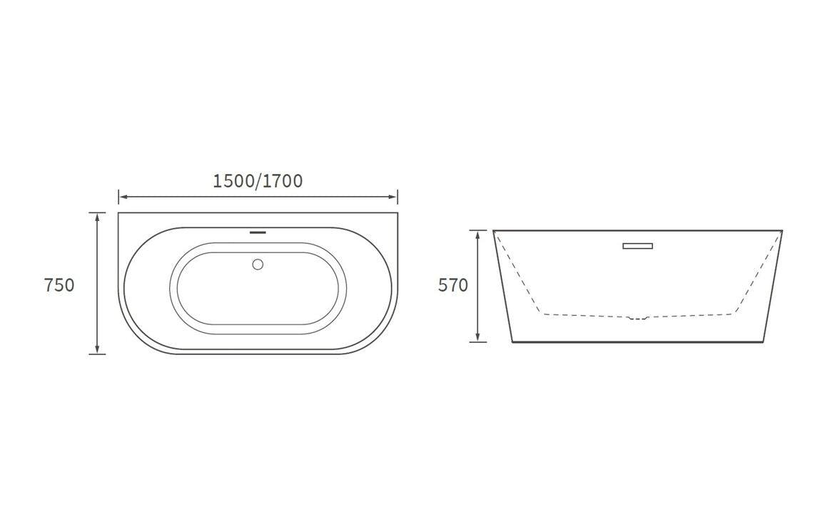 Linton Freestanding 1500 or 1700x750x570mm 0TH Bath