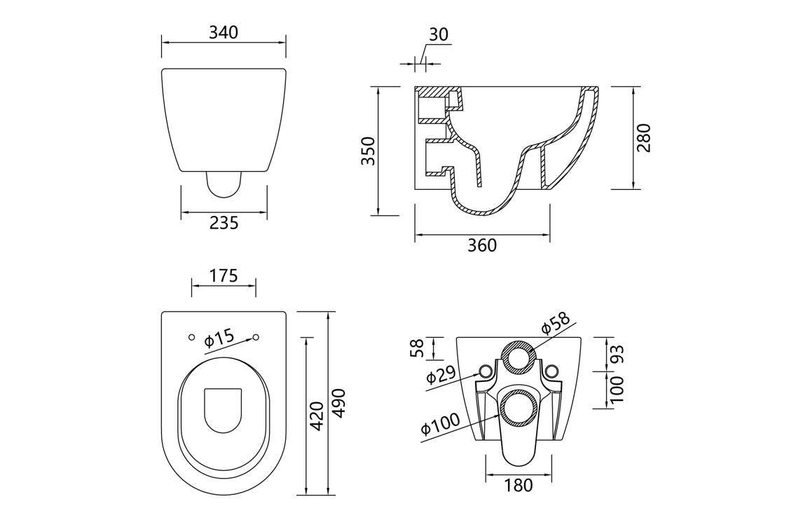 Cilantro Swirlux™ Short Projection Wall Hung WC & Soft Close Seat