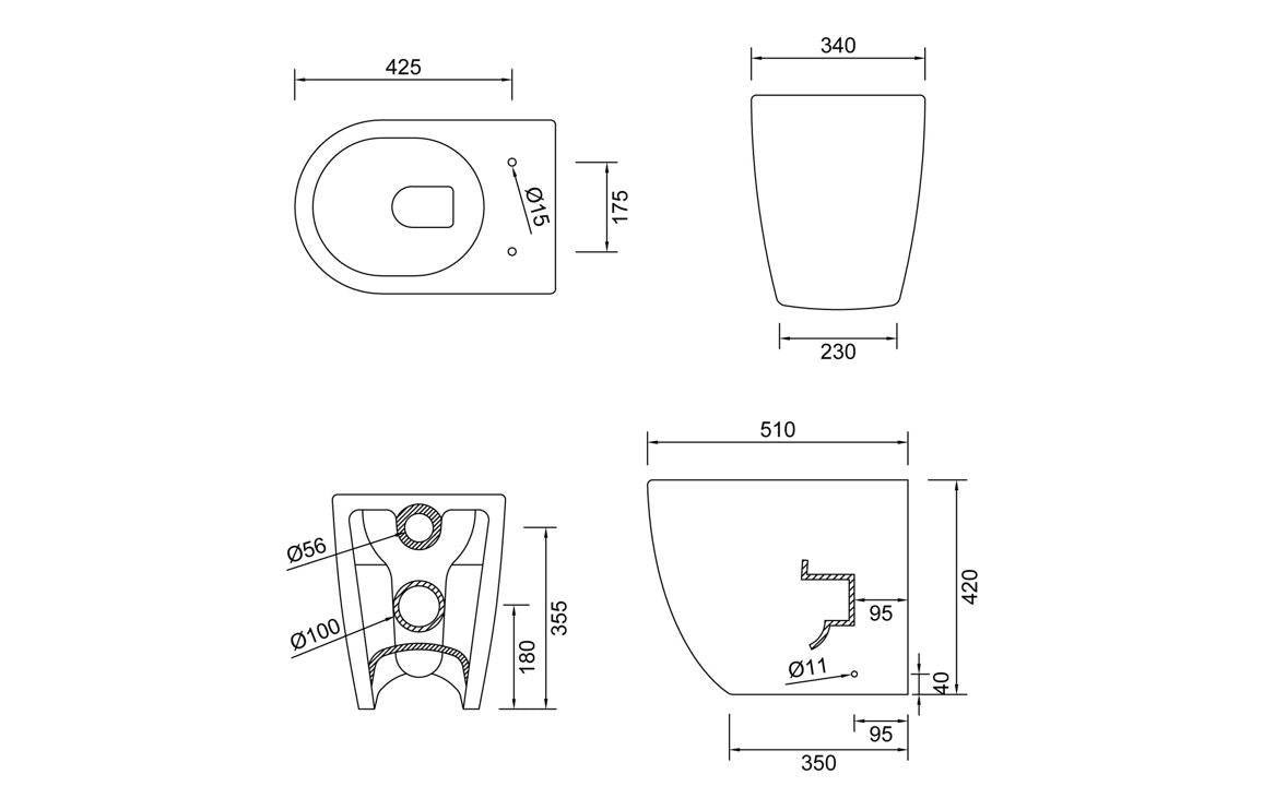 Cilantro Swirlux™ Short Projection Back To Wall WC & Soft Close Seat