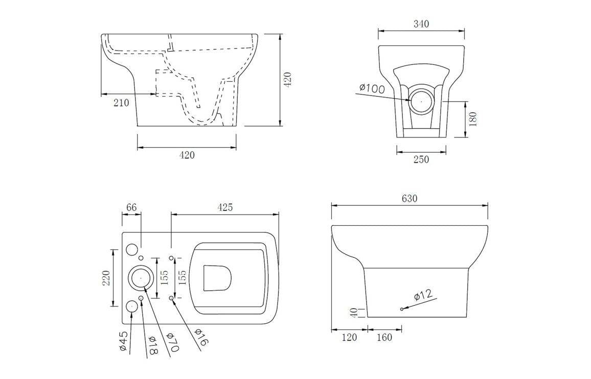 Arlo Rimless Close Coupled Open Back WC & Soft Close Seat