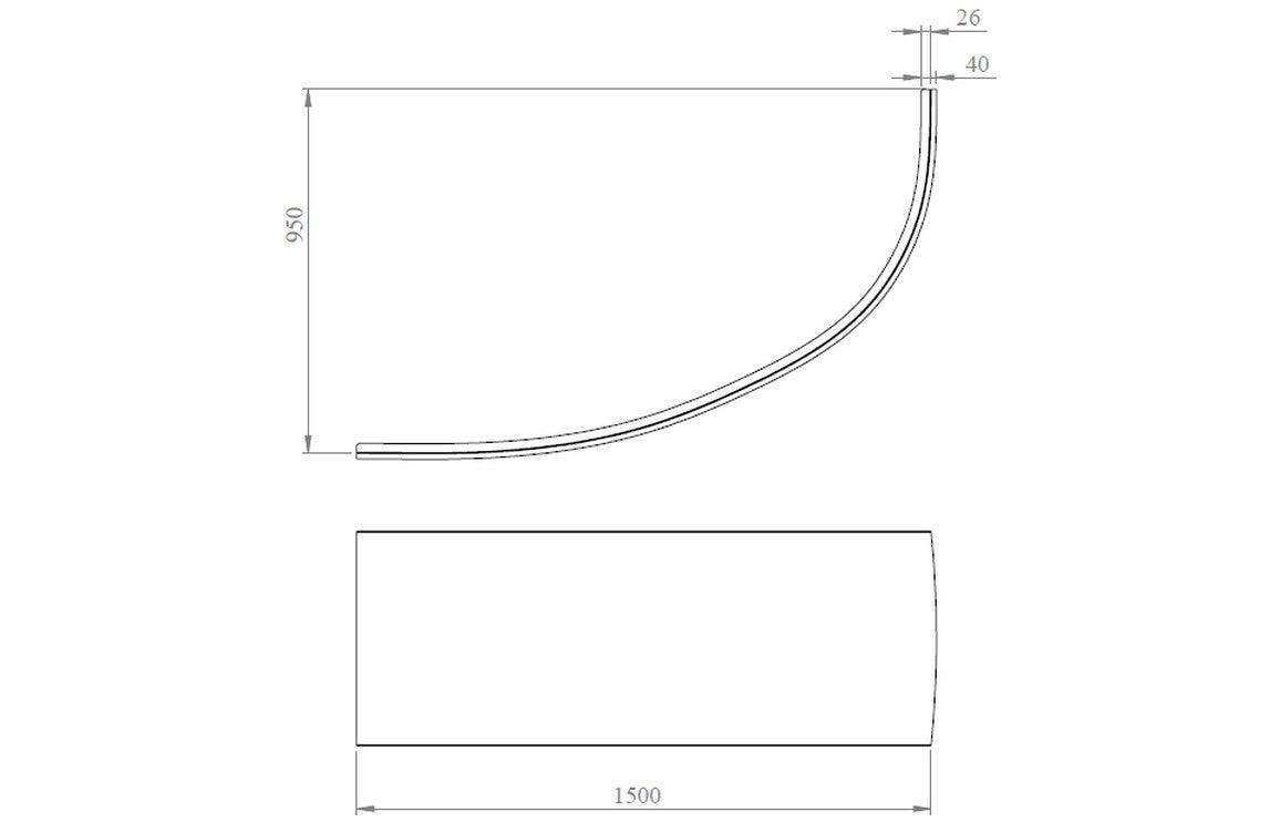 Miramar 1500x950x600mm 0TH Offset Corner Bath w/Legs (LH) or (RH)