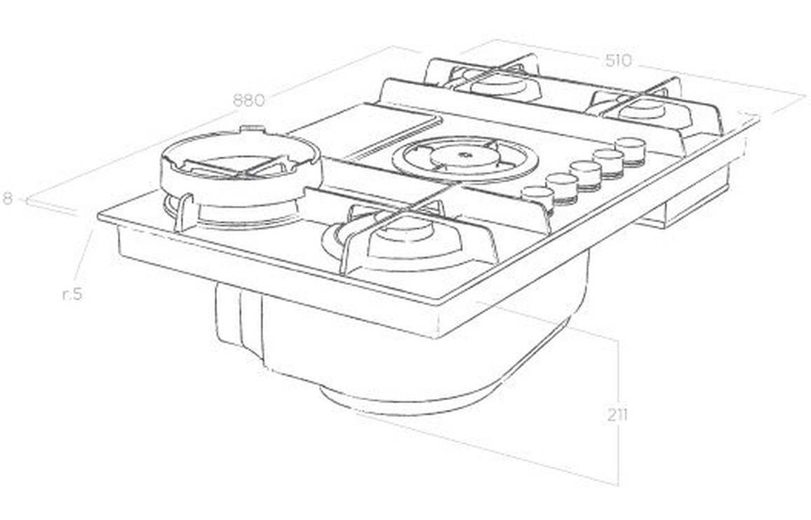 Elica NikolaTesla Flame 90cm Venting Gas Hob (Ducting) - Grey