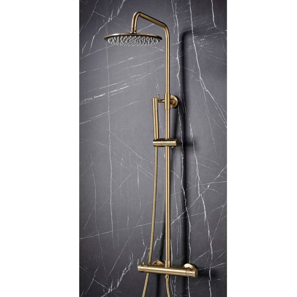 Core Brushed Brass Round Rigid Riser Shower