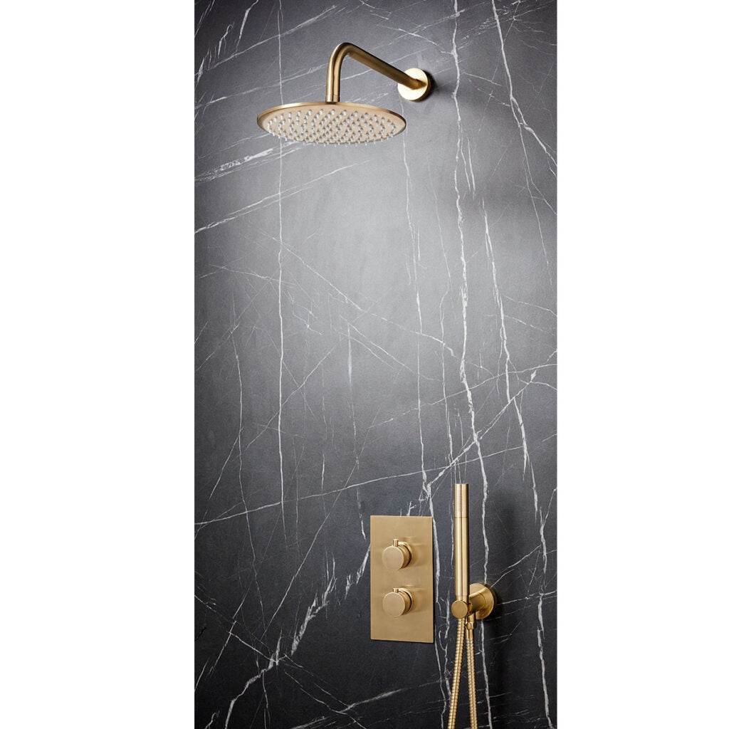 Core Brushed Brass Round Handle, Handset & Mounting Bracket