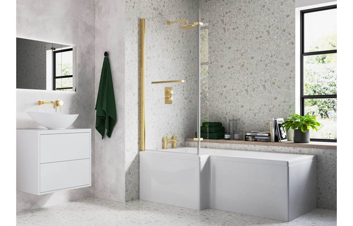 L Shape Bath Screen - Chrome,Brushed Brass, Brushed Bronze, Matt Black
