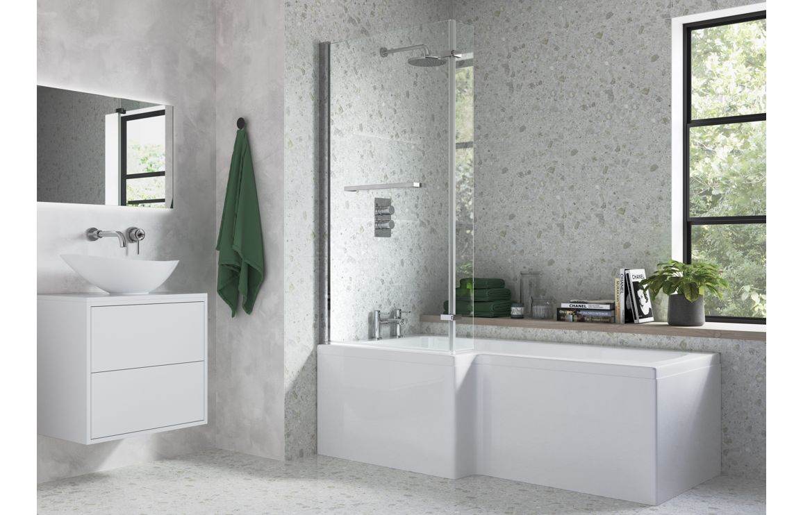 L Shape Bath Screen - Chrome,Brushed Brass, Brushed Bronze, Matt Black
