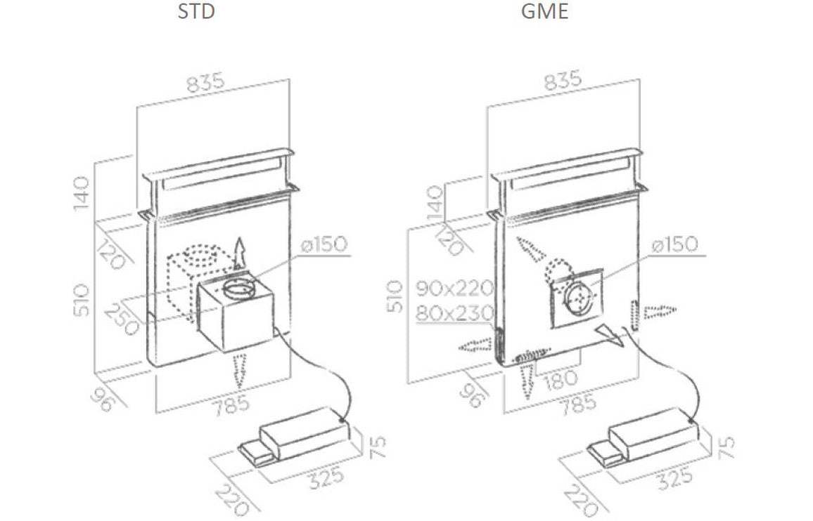 Elica Pandora GME 90cm Downdraft Extractor (No Motor) - St/Steel