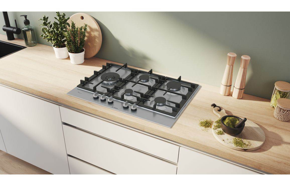 Bosch Series 6 PCS7A5I90 75cm Gas Hob - Brushed Steel