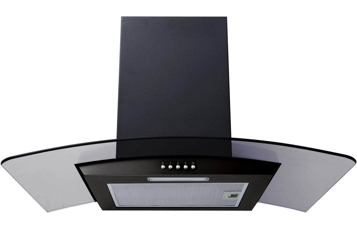 Prima St/Steel-PRCGH008; Black-PRCGH009 60cm Curved Glass Chimney Hood