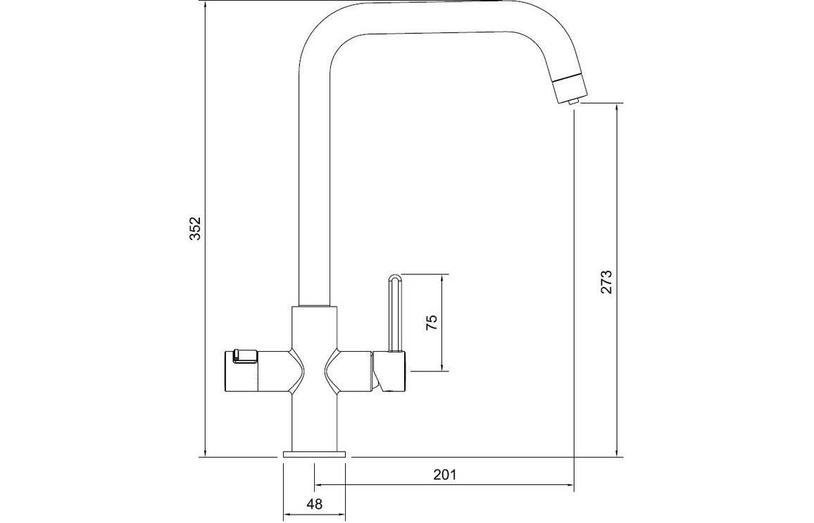 Abode Prothia 3 IN 1 Quad Spout Slimline Monobloc Tap - Chrome, Brushed Brass, Brushed Nickel, Matt Black, Urban Copper