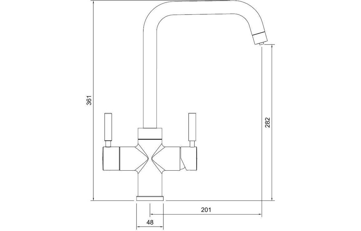 Abode Propure 4 IN 1 Quad Spout Monobloc Tap - Chrome, Brushed Brass, Brushed Nickel, Matt Black, Urban Copper