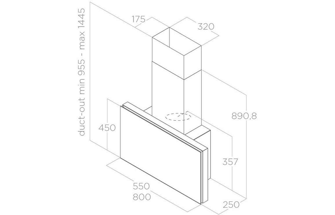 Elica Plat 80cm Chimney Hood - White Glass