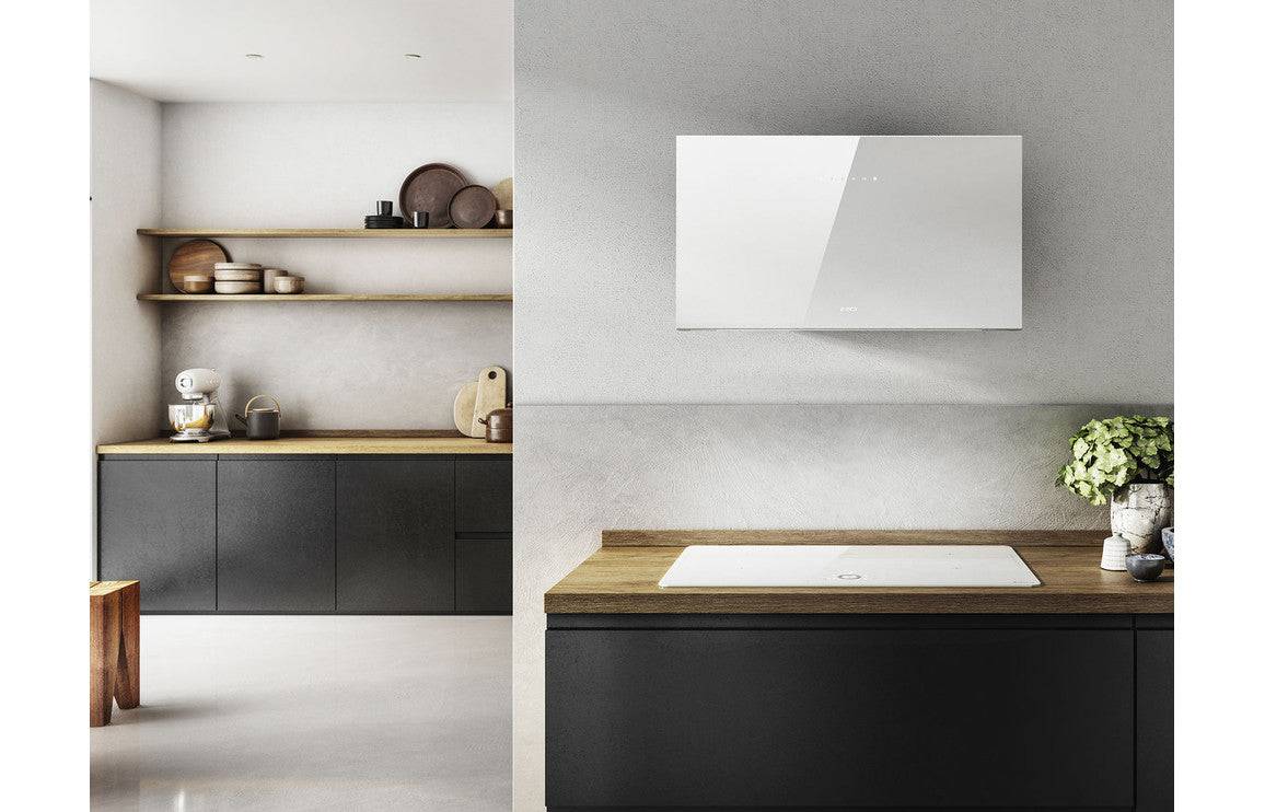 Elica Plat 80cm Chimney Hood - White Glass