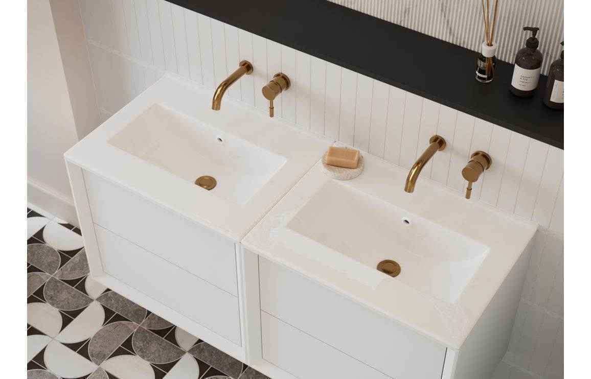 Push 610mm Wall Hung 2 Drawer Basin Unit