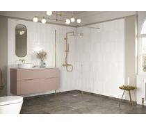 Iconix 500/700/760/800/900/1000/1100/1200/1400mm Wetroom Panel & Support Bar - Brushed Brass